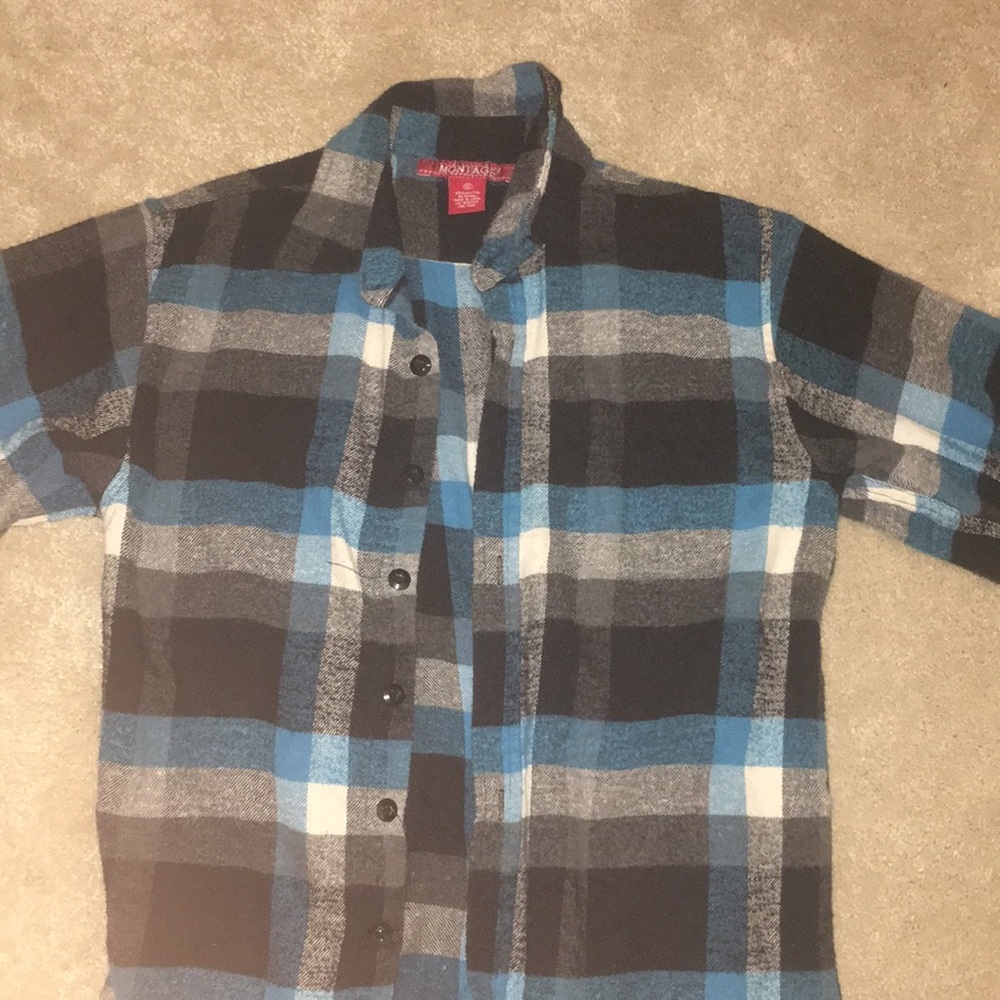 Long Sleeve Blue and Black Flannel